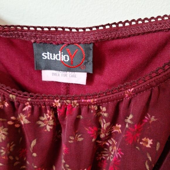 Vintage 90s Grunge Floral Mesh Babydoll Bell Sleeve Empire Waist Dress Women M - Picture 7 of 10